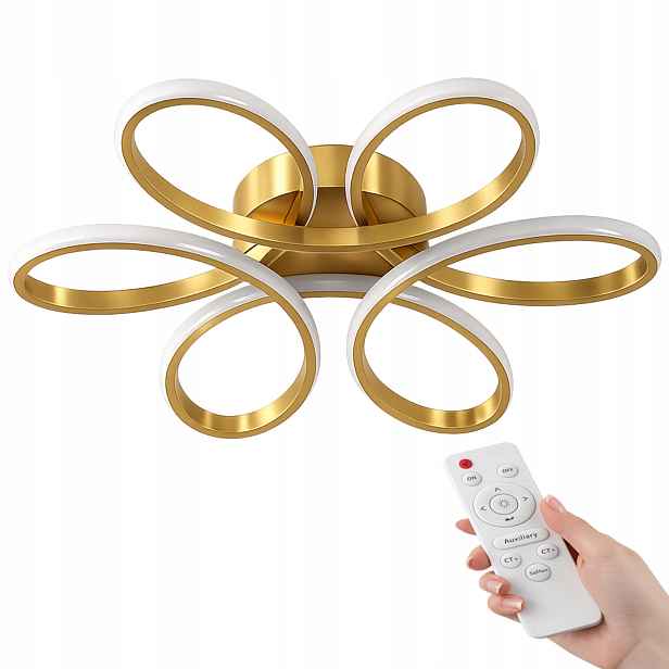 Závěsná Stropní Lampa Zlatý Lustr 60 CM Dálkový Ovladač 3 Led Moderní