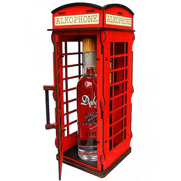 Telefonní budka na láhev vodky Alko-Phone dárek k 18. narozeninám