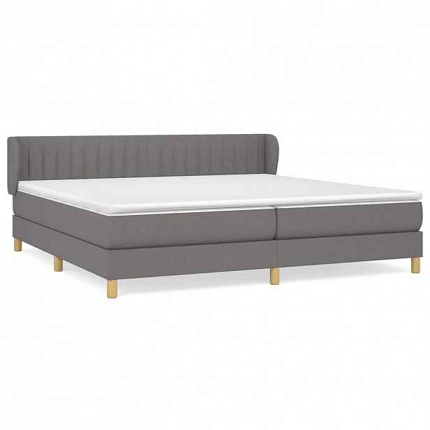 vidaXL Box spring postel s matrací tmavě šedá 200x200 cm textil