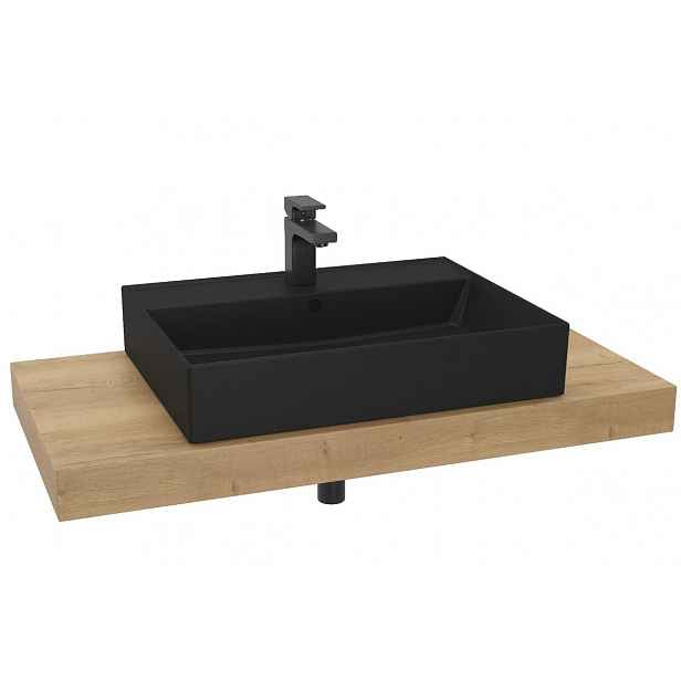 Cenově zvýhodněný koupelnový set Hansgrohe s deskou pod umyvadlo Dolce 100x8x50 cm dub halifax KSETDO16