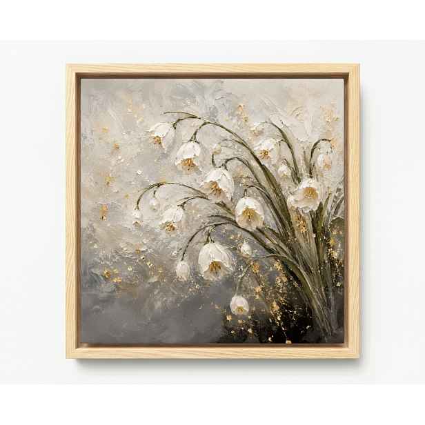 Obraz Rám American Box Zahrada Květiny Bílé Tulipány 3D Glamour Boho 50x50