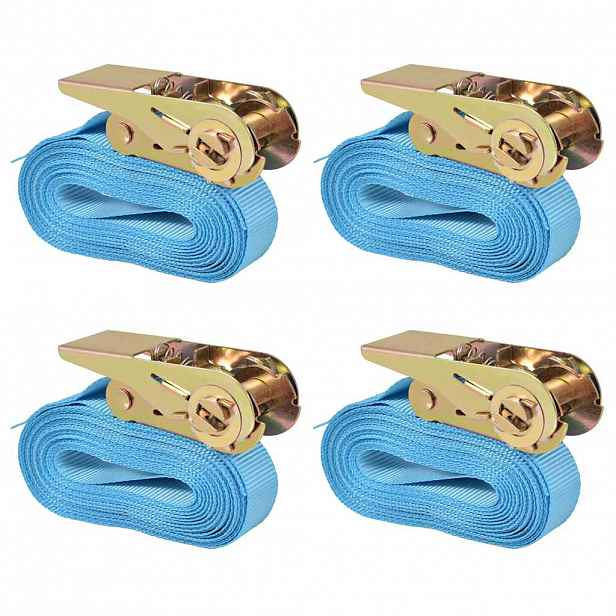 vidaXL Ráčnové upínací pásy 4 ks 0,8 tun 6m x 25mm modré