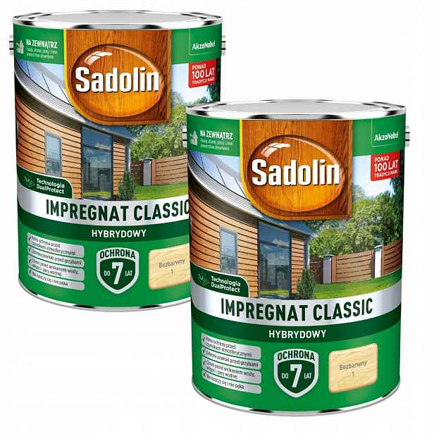 Set Sadolin Classic 2x4,5L Hybridní Impregnat Na Dřevo Bezbarvý 9L