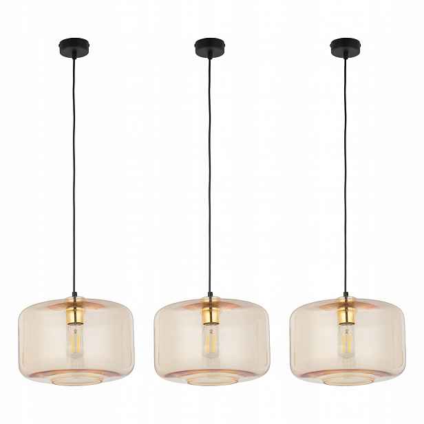 Tk Lighting Sada 3x lustrová závěsná lampa kov černá E27 15W