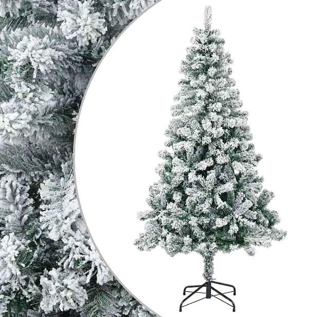 vidaXL Umělý vánoční stromeček 120 cm PVC a ocel Zelená a bílá