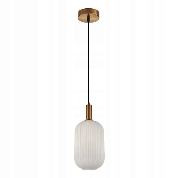 Závěsná lampa Italux Della zlaté bílé sklo E27 40W