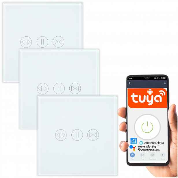 3x Inteligentní Dotykový Ovladač Skleněných Rolet Tuya Smart Wifi 600W Led