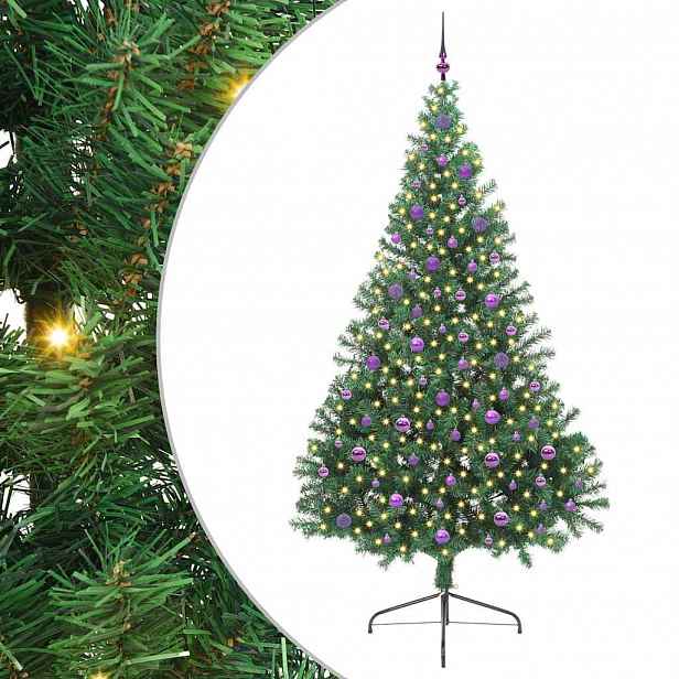 vidaXL Umělý osvětlený vánoční stromeček Zelená 240 cm PVC