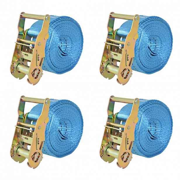 vidaXL Ráčnové upínací pásy, 4 ks, 2 tuny, 6mx38mm, modré