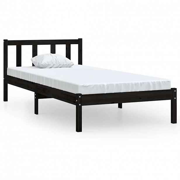 vidaXL Rám postele černý masivní borovice 75 x 190 cm malé jednolůžko