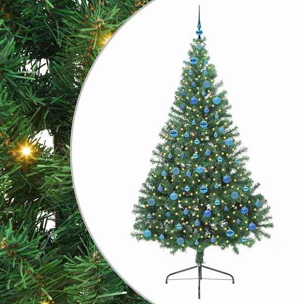 vidaXL Umělý osvětlený vánoční stromeček Zelená 240 cm PVC