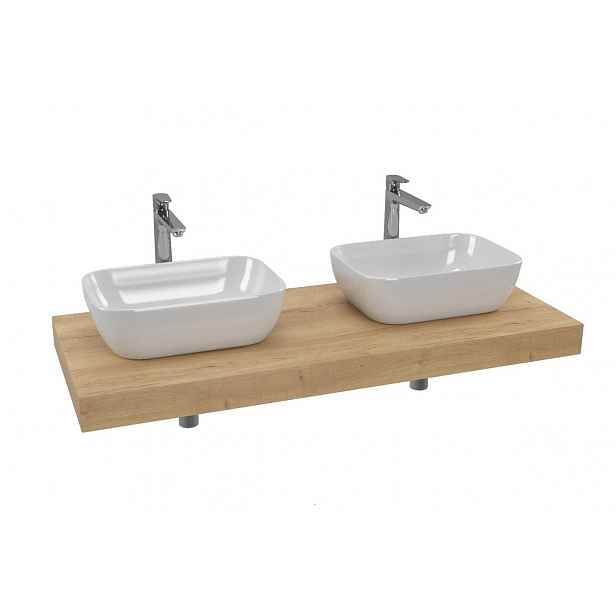 Cenově zvýhodněný koupelnový set Hansgrohe s deskou pod umyvadlo Dolce 120x8x50 cm dub halifax KSETDO18