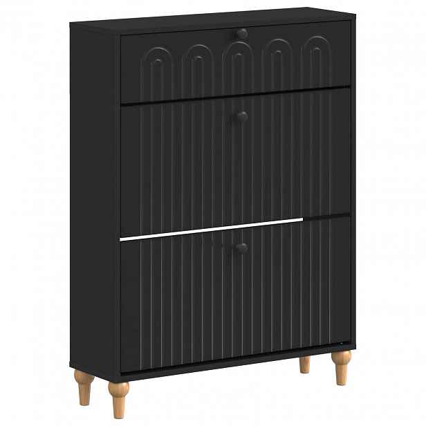 vidaXL Skříň na obuv ALKMAAR 78 x 24 x 103 cm Kompozitní dřevo Černá