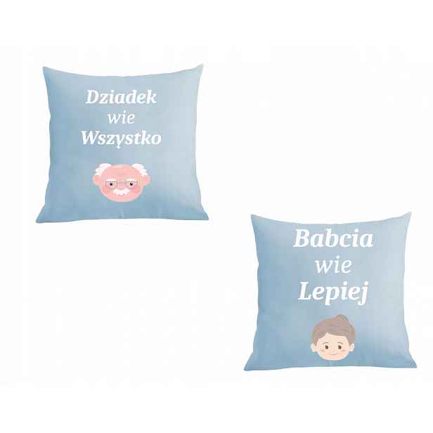 Dvě Polštáře povlak Dárek Dědeček ví všechno, babička ví lépe