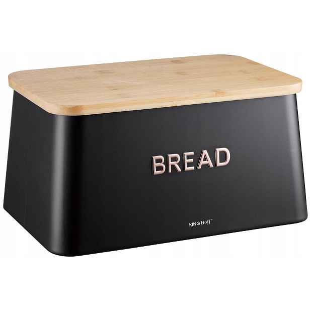 Kovový chlebník s bambusovým víkem Bread