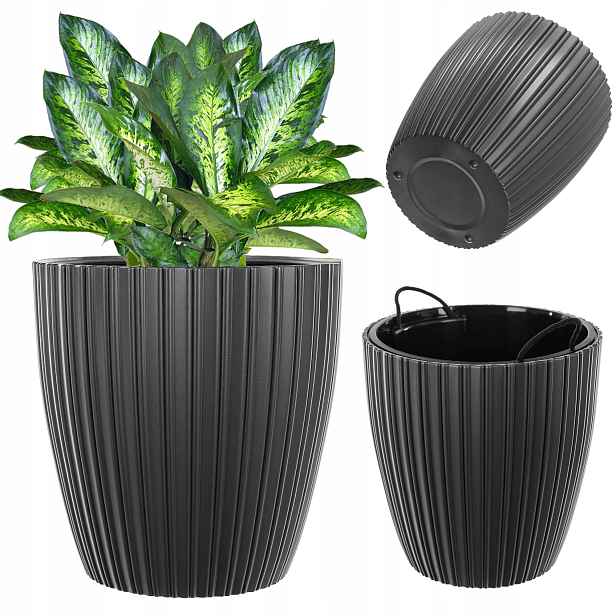 Květináč Květináč 50 cm Obal S Vložkou Květináč Antracit Plastový