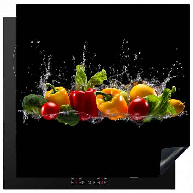 MuchoWow KRYT NA INDUKČNÍ DESKU Sladká paprika - Vodní - Zeleninová - Černá 78x78 cm