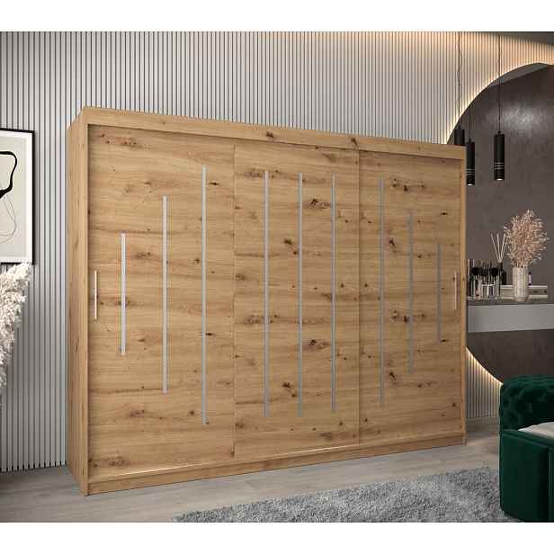 Šatní skříň ESTER - šířka 250 cm, dub artisan