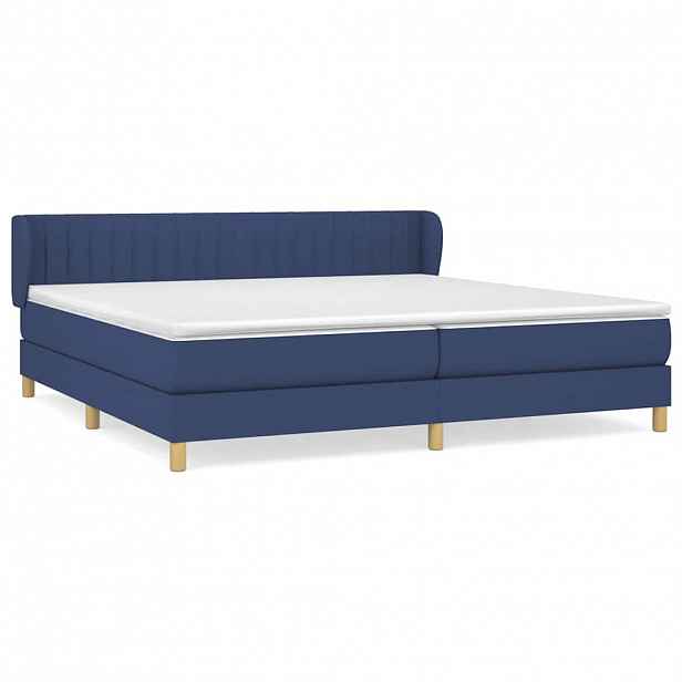 vidaXL Box spring postel s matrací modrá 200x200 cm textil