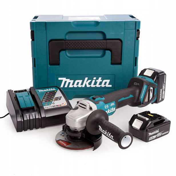 aku úhlová bruska 125 mm, 18 V, 2x5.0 Ah, Makita [DGA513RTJ]