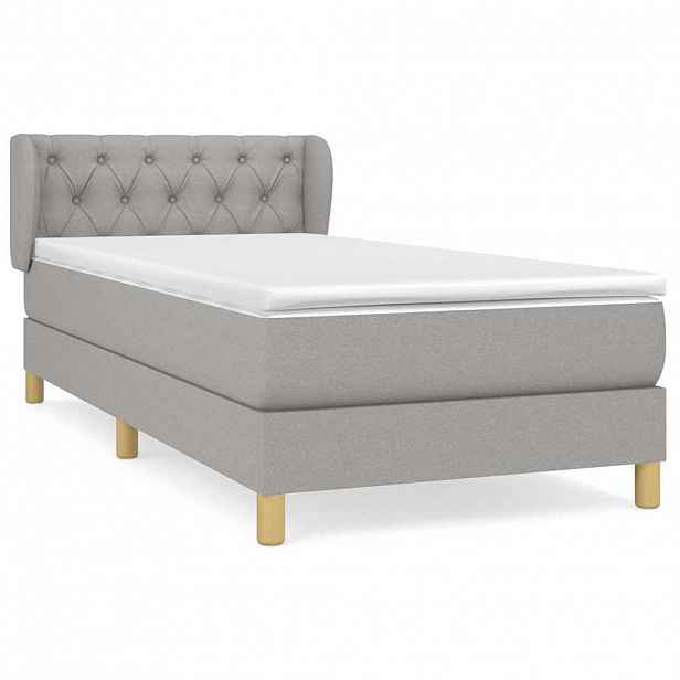 vidaXL Box spring postel s matrací světle šedá 80 x 200 cm textil