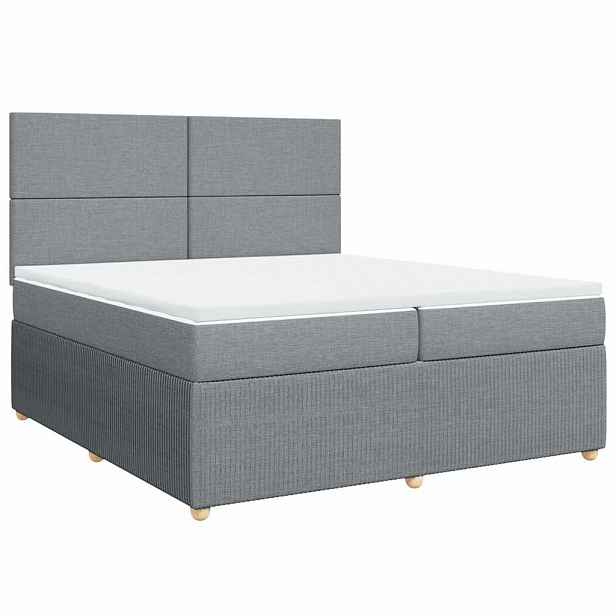 vidaXL Box spring postel s matrací světle šedá 200 x 200 cm textil