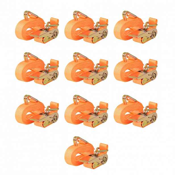 vidaXL Ráčnové upínací pásy, 10 ks, 0,4 tun, 6mx25mm, oranžové