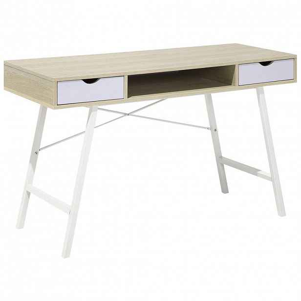Beliani PSACÍ STŮL světlejší Odstín dřeva/bílý 120/48/77 cm Clarita