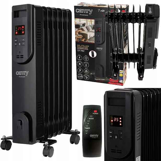 Elektrický Olejový Radiátor 1500W Olejový Radiátor 7 Žeber Termostat Pilot Led