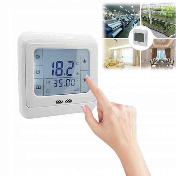 Termostat Pro Podlahové Vytápění Regulátor LCD Bílý Termostat