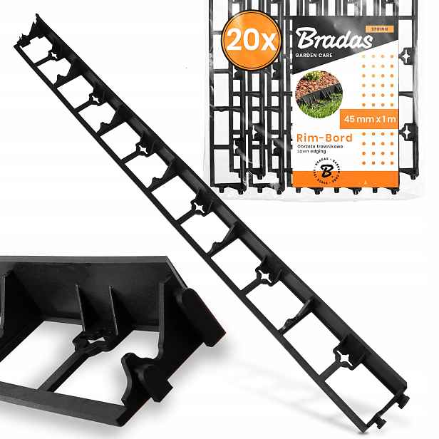 Trávníkový Lem 20 m 45 mm Zahradní Palisáda Trávníku Plast Us-p