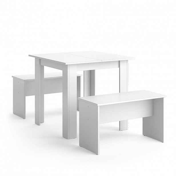 Vicco JÍDELNÍ STŮL SESTAVA Sentio Bílá 80 x 80 cm se 2 lavicemi