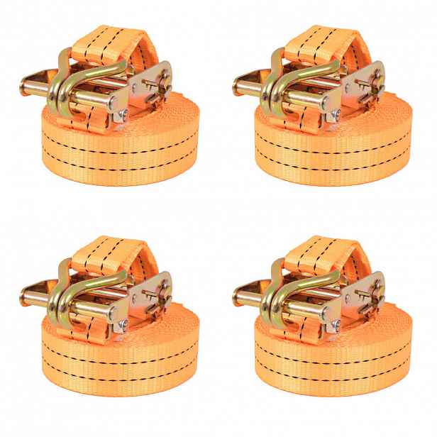 vidaXL Ráčnové upínací pásy, 4 ks, 1 tuna, 6mx38mm, oranžové