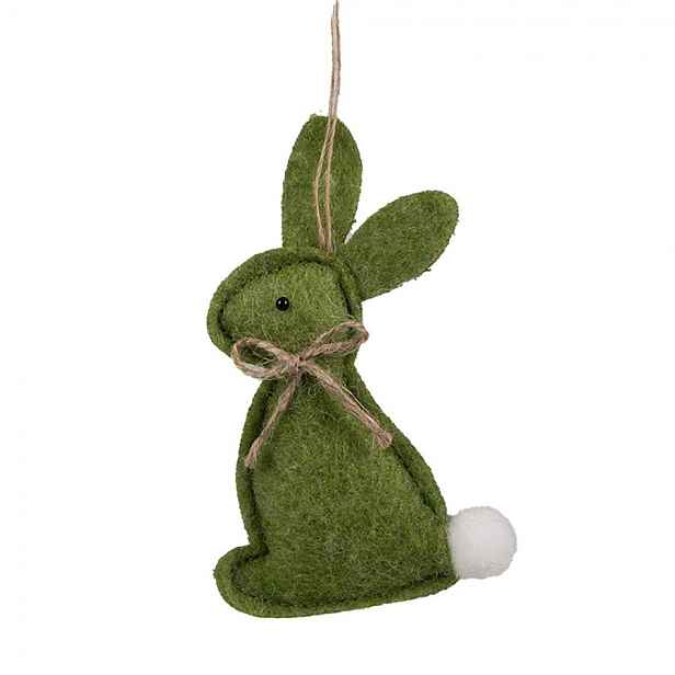 Zelený filcový závěsný králíček - 10 cm Clayre & Eef