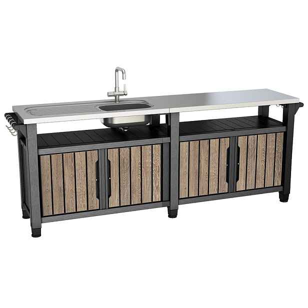 Zahradní stůl / skříň s dřezem UNITY CHEF 415L grafit Keter