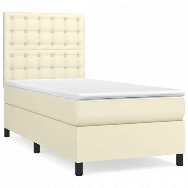vidaXL Box spring postel s matrací krémová 80 x 200 cm umělá kůže