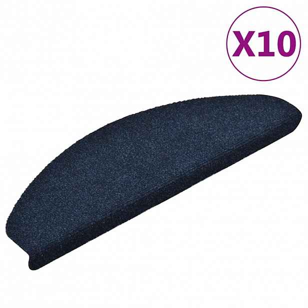 vidaXL Schodové rohože samolepicí 10 ks 65 x 21 x 4 cm tmavě modré půlkulaté velké