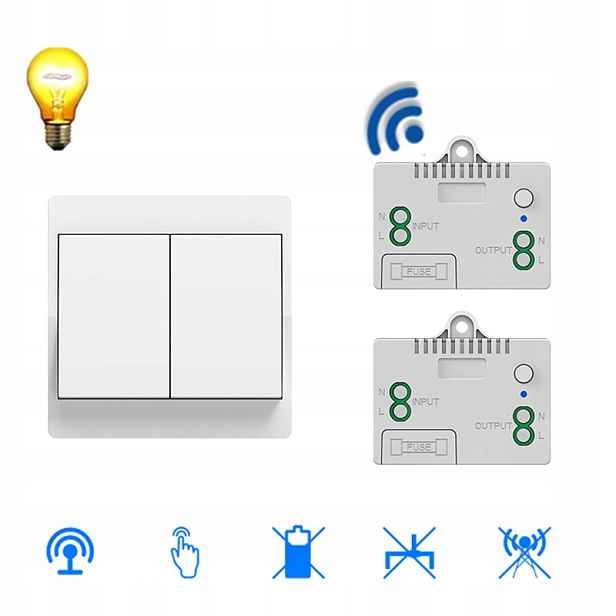 1 Bezdrátový Stínový Přepínač 230 V 433 Mhz 2 přijímače