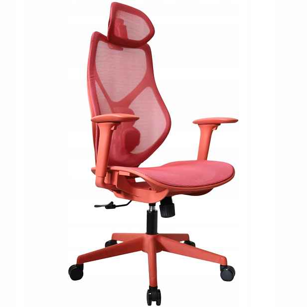 Kancelářské křeslo červené s opěradlem Ergonomické síťované 150 kg Spacetronik