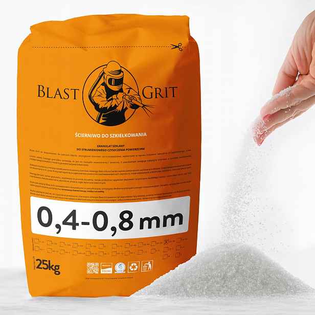 Skleněný abrazivní granulát Blast Grit 0,4-0,8 mm 25 kg pro tlakové myčky
