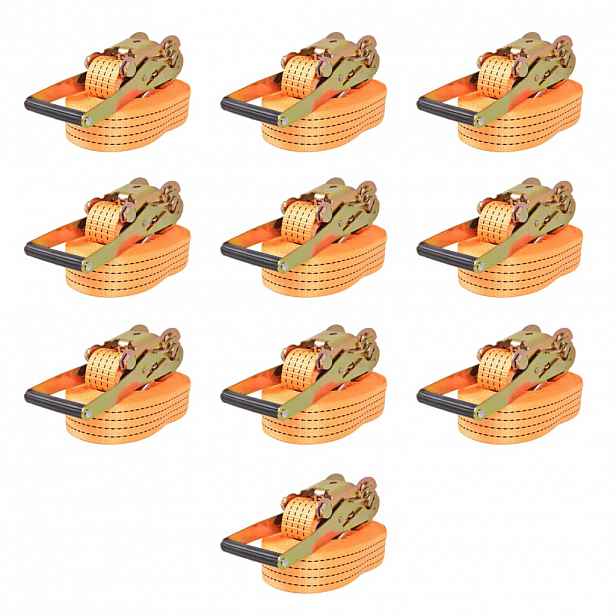 vidaXL Ráčnové upínací pásy, 10 ks, 2 tuny, 8mx50mm, oranžové