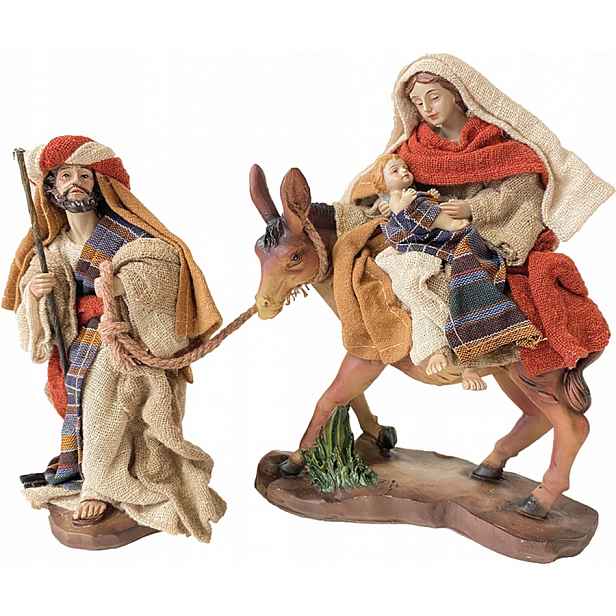 Figurka Svaté Rodiny Utíkající Do Egypta – V Látkovém Oblečení 15 CM
