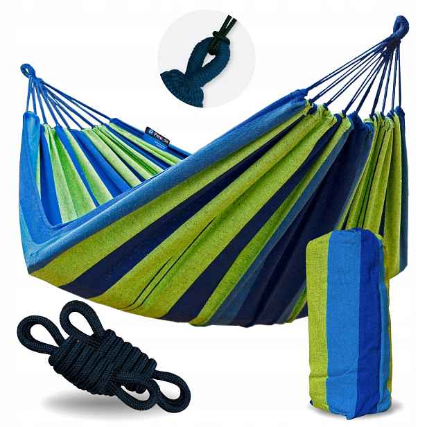 Houpací síť do zahrady na terasu Singa 2os 220x160 cm XL obal 2 lana