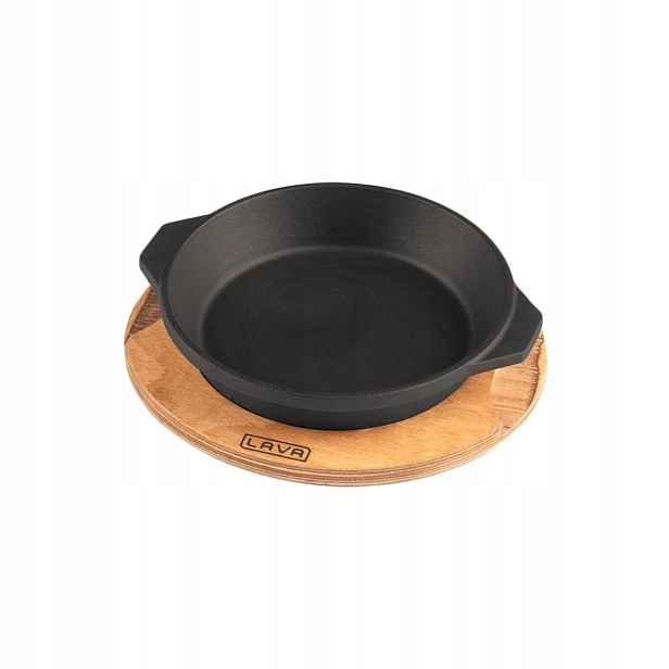 Lava Metal Litinový servírovací talíř/miska 16cm s dřevěným podstavcem