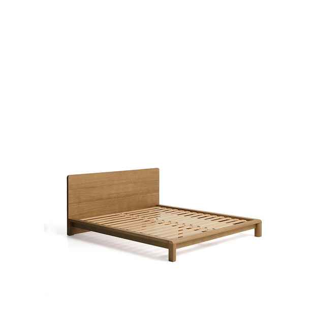 Světle hnědá dvoulůžková postel v dekoru dubu s roštem 180x200 cm Arelida – Kave Home