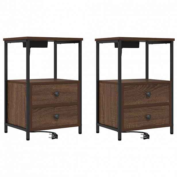 vidaXL Noční skříňka 2 ks Hnědý dub 40 x 31 x 60 cm Kompozitní dřevo