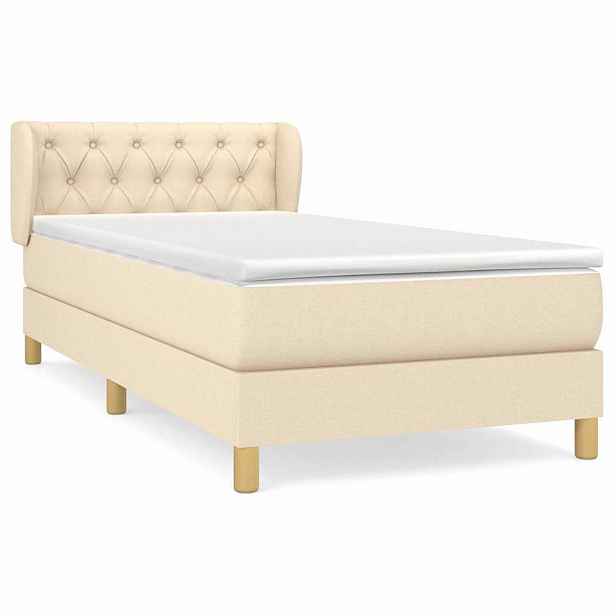 vidaXL Box spring postel s matrací krémová 80 x 200 cm textil