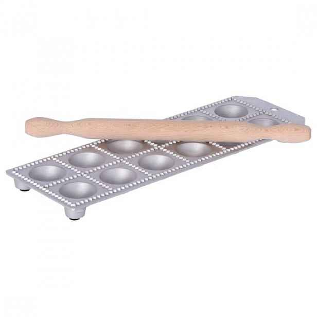 Forma na ravioli s 12 přihrádkami, s válečkem, 52 x 52 mm - Zokura