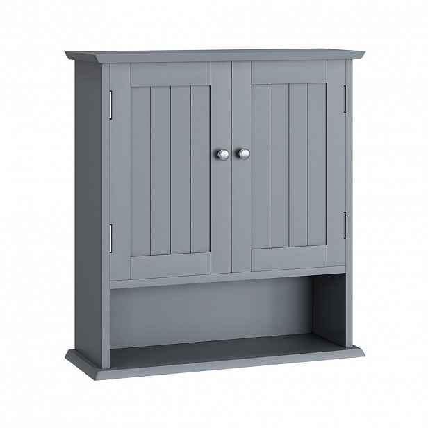 Modfu NÁSTĚNNÁ koupelnová skříňka z MDF 54,6x19,8x60 cm světle šedá se 2 dvířky, otevřenými policemi