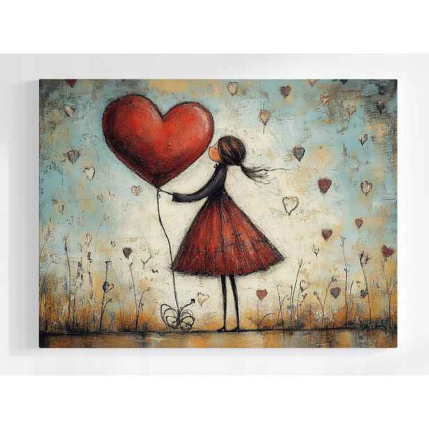 Plakát Postava Žena Dívka Srdce Balón Láska 100x75